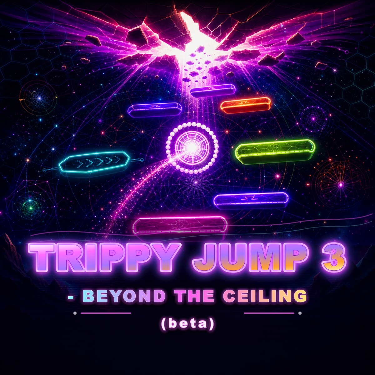 Trippy Jump 3 Beyond the Ceiling neon arcade box art
